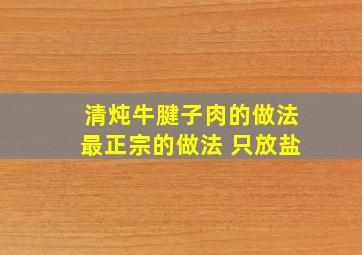 清炖牛腱子肉的做法最正宗的做法 只放盐